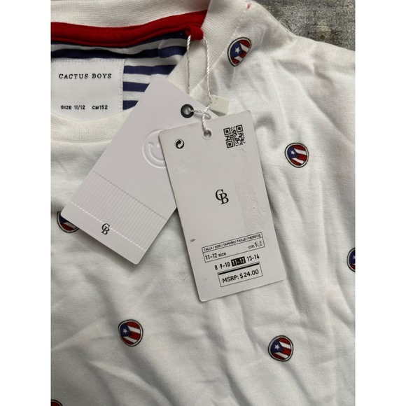 NWT Cactus Boys Kids White Puerto Rico Flag All Over Print T Shirt Size 11 12 - Picture 5 of 5